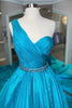 Load image into Gallery viewer, One Shoulder A Line Prom Dress with Beading Waist