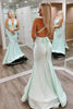 Load image into Gallery viewer, Light Green V-Neck Satin Mermaid Prom Dress