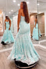 Load image into Gallery viewer, Green Strapless Mermaid Corset Prom Dress with Appliques