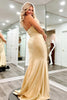 Load image into Gallery viewer, Champagne Satin Prom Dress with Ruffles