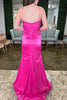 Load image into Gallery viewer, Mermaid Spaghetti Straps Hot Pink Corset Long Prom Dress with Tassel