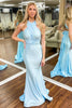 Load image into Gallery viewer, Light Blue Convertible Backless Mermaid Long Prom Dress