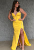 Load image into Gallery viewer, Sparkly Yellow Sweetheart Long Prom Dress with Beading