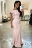 Load image into Gallery viewer, Mermaid Light Pink Long Bridesmaid Dress with Ruffles Sleeves
