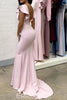 Load image into Gallery viewer, Mermaid Light Pink Long Bridesmaid Dress with Ruffles Sleeves