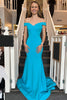 Load image into Gallery viewer, Simple Blue Mermaid Off the Shoulder Open Back Long Prom Dress