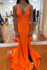 Load image into Gallery viewer, Mermaid Lace-Up Back Orange Long Prom Dress with Slit