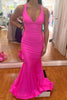 Load image into Gallery viewer, Mermaid Halter Backless Hot Pink Long Prom Dress