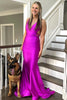 Load image into Gallery viewer, Mermaid Halter Backless Hot Pink Long Prom Dress