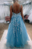 Load image into Gallery viewer, Sparkly Light Blue Long Prom Dress with Beading