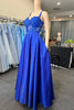 Load image into Gallery viewer, Spaghetti Straps Royal Blue Corset Prom Dress with Appliques