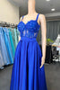 Load image into Gallery viewer, Spaghetti Straps Royal Blue Corset Prom Dress with Appliques