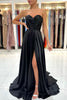 Load image into Gallery viewer, Mermaid Sweetheart Satin Black Long Prom Dress with Slit