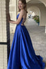 Load image into Gallery viewer, A-Line Spaghetti Straps Satin Royal Blue Long Prom Dress