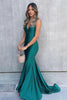 Load image into Gallery viewer, Mermaid Spaghetti Straps Satin Dark Green Long Prom Dress