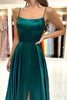 Load image into Gallery viewer, Mermaid Spaghetti Straps Satin Dark Green Long Prom Dress with Slit