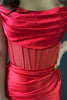 Load image into Gallery viewer, Red Sheath Corset Long Prom Dress with Slit