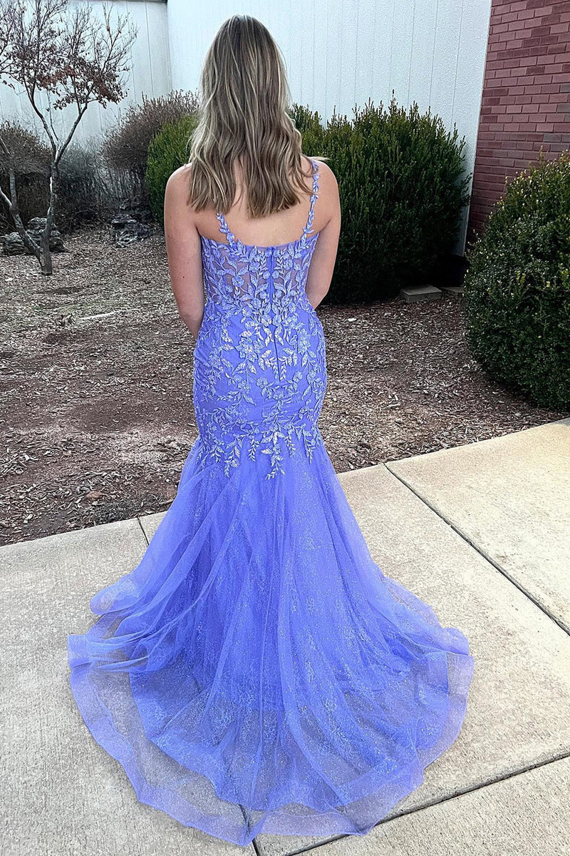 Load image into Gallery viewer, Purple Mermaid Long Prom Dress with Appliques