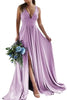 Load image into Gallery viewer, Dusty Rose A-Line Ruched Long Bridesmaid Dress with Slit