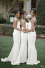 Load image into Gallery viewer, Ivory Mermaid Spaghetti Straps Long Bridesmaid Dress with Lace