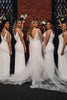 Load image into Gallery viewer, Ivory Sheath Spaghetti Strap Draped Long Bridesmaid Dress