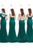 Load image into Gallery viewer, Emerald Green Satin One Shoulder Cutout Long Bridesmaid Dress with Side Slit