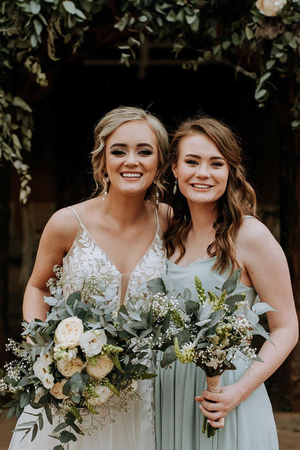 Grey Green Chiffon Spaghetti Straps A-Line Long Bridesmaid Dress