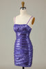 Load image into Gallery viewer, Sparkly Purple Sequins Spaghetti Straps Tight Short Party Dress