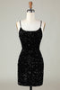 Load image into Gallery viewer, Sparkly Black Zipper Backless Sequins Tight Short Party Dress