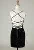 Load image into Gallery viewer, Glitter Black Zipper Back Tight Sequins Short Party Dress