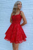 Load image into Gallery viewer, Sparkly Red Sequins A-Line Short Prom Dress with Pockets