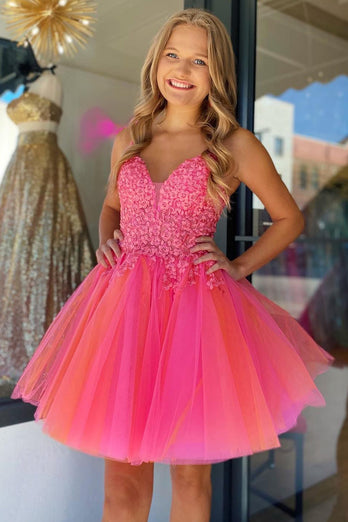 Hot pink prom dress short hotsell