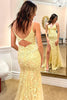 Load image into Gallery viewer, Spaghetti Straps Yellow Long Prom Dress with Appliques