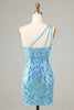 Load image into Gallery viewer, Sparkly Blue Beaded Fringed Tight Short Party Dress