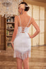 Load image into Gallery viewer, Bodycon Spaghetti Straps White Sequins 1920s Party Dress with Tassel