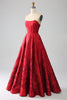 Load image into Gallery viewer, Elegant Princess A-Line Strapless Dark Red Long Prom Dress with 3D Flowers