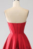 Load image into Gallery viewer, Elegant Princess A-Line Strapless Dark Red Long Prom Dress with 3D Flowers