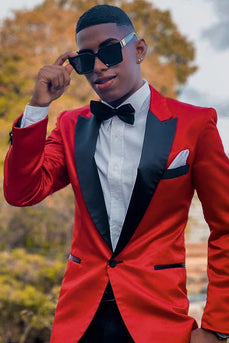 Notched Lapel Red Prom Blazer for Men