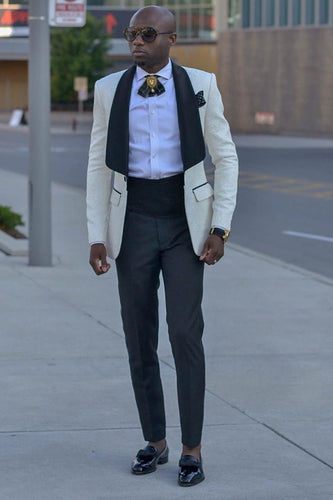 White Shawl Lapel Prom Blazer for Men