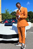 Load image into Gallery viewer, Peak Lapel Orange Side Vents Men&#39;s Prom Suits