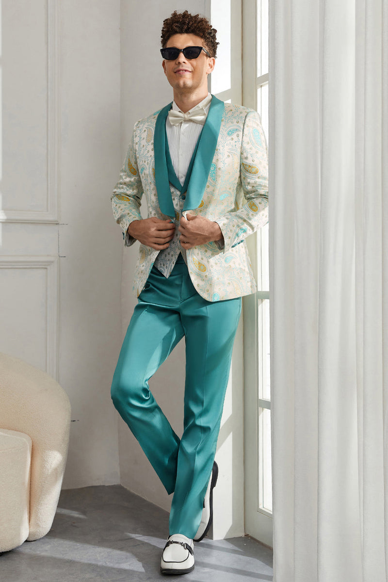 Load image into Gallery viewer, Shawl Lapel One Button Light Green 3 Piece Men&#39;s Homecoming Suits