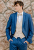 Load image into Gallery viewer, Grey Blue One Button Peak Lapel 2-Piece Men&#39;s Prom Suits