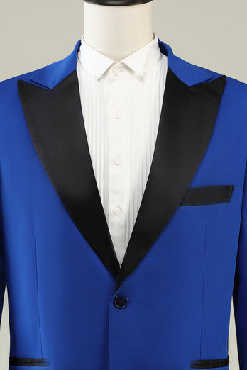 Slim Fit Peak Lapel One Button Blue Men's Prom Suits