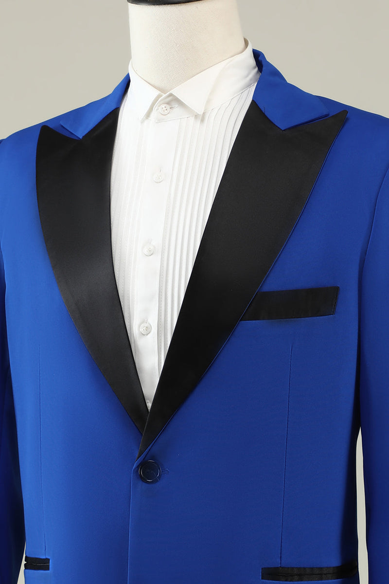 Load image into Gallery viewer, Slim Fit Peak Lapel One Button Blue Men&#39;s Prom Suits