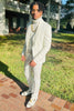 Load image into Gallery viewer, White Jacquard Shawl Lapel 3 Piece Prom Homecoming Suits