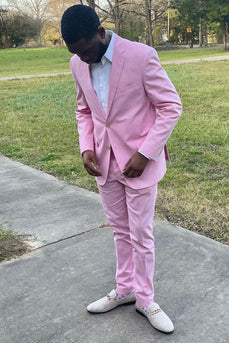 Pink Notched Lapel 2 Piece Prom Homecoming Suits