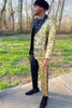 Load image into Gallery viewer, White and Golden Notched Lapel 2 Piece Patchwork Prom Homecoming Suits