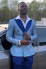 Load image into Gallery viewer, Grey Blue Sparkly Peak Lapel 2 Piece Men&#39;s Prom Suits