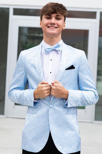 Light Blue Shawl Lapel Men's Prom Blazer