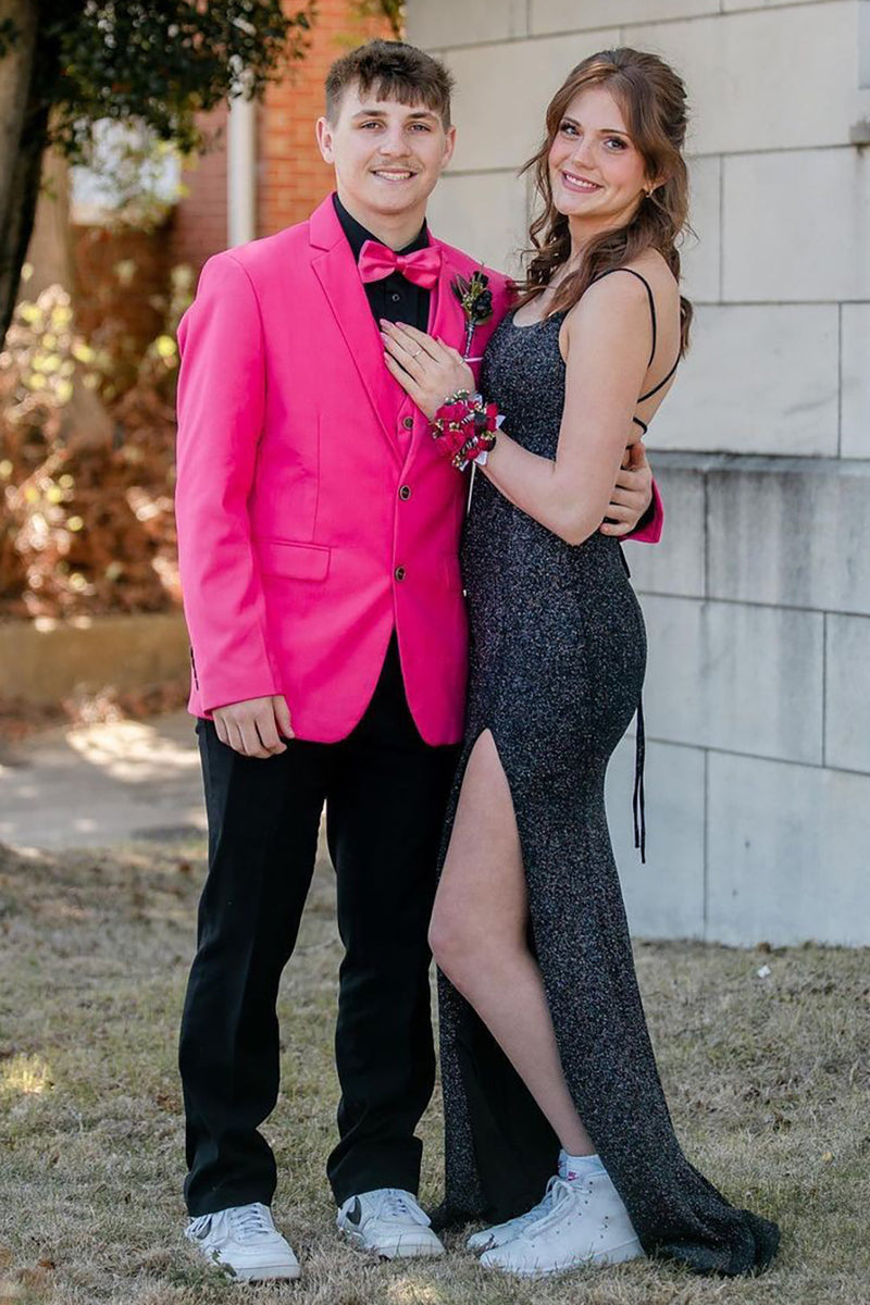 Load image into Gallery viewer, Hot Pink Notched Lapel 3 Piece Prom Homecoming Suits